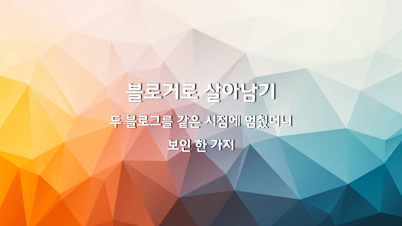 블로거로 살아남기 – 두 블로그를 같은 시점에 멈췄더니 보인 한 가지