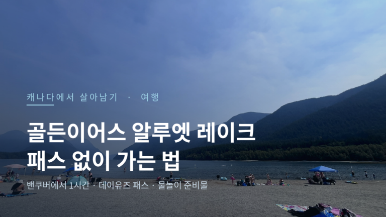 알루엣 레이크 해변과 골든이어스 산줄기