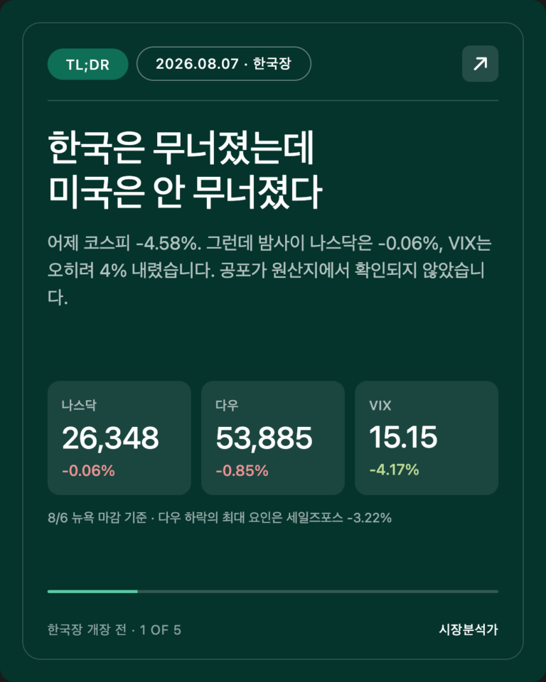 TL;DR — 한국은 무너졌는데 미국은 안 무너졌다