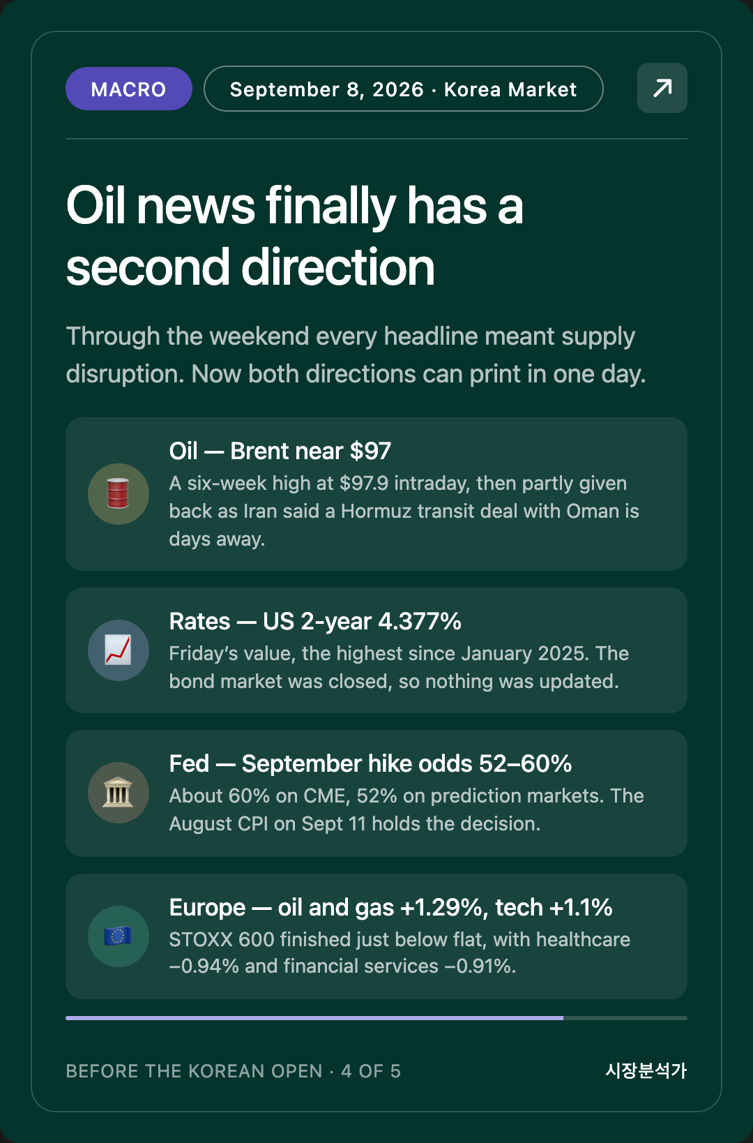 MACRO — Oil news finally has a second direction