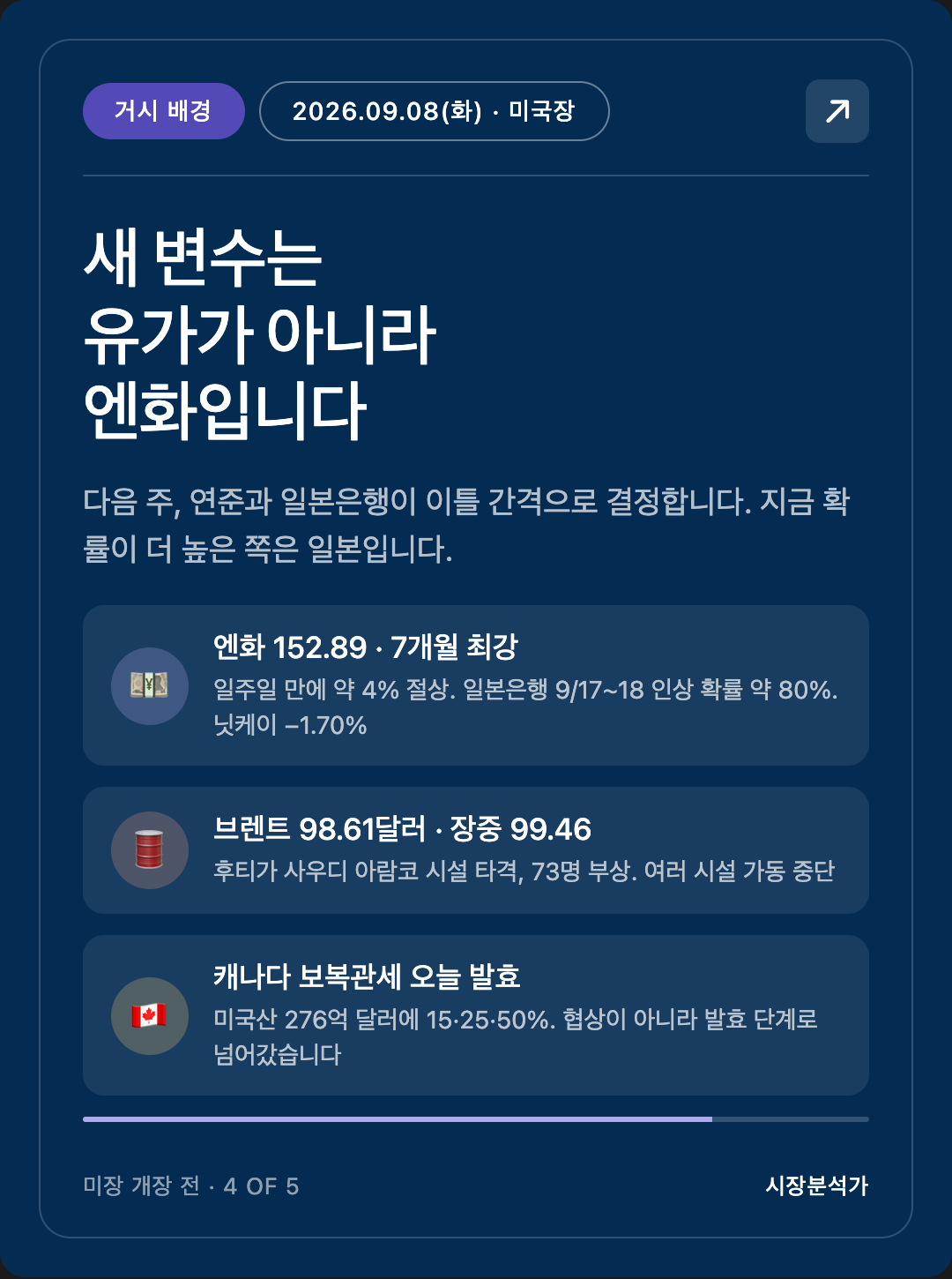 거시 배경 — 새 변수는 유가가 아니라 엔화입니다