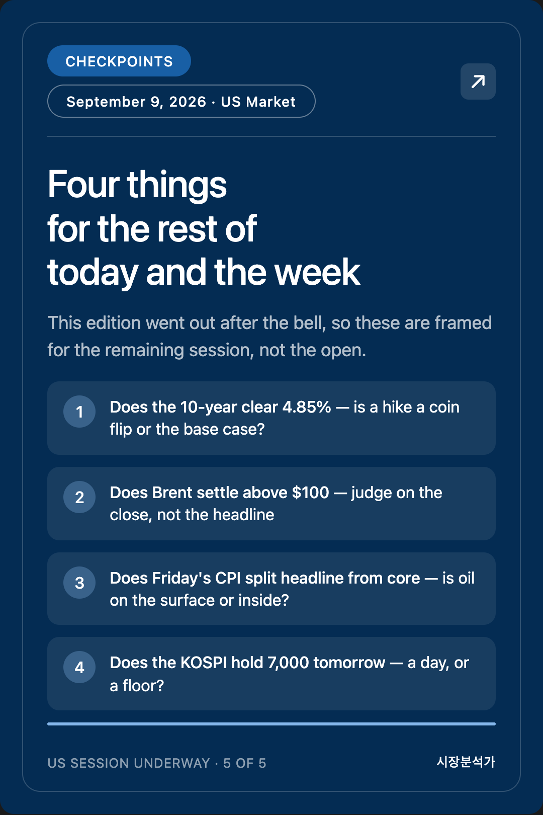 Checkpoints — Four things for the rest of today and the week