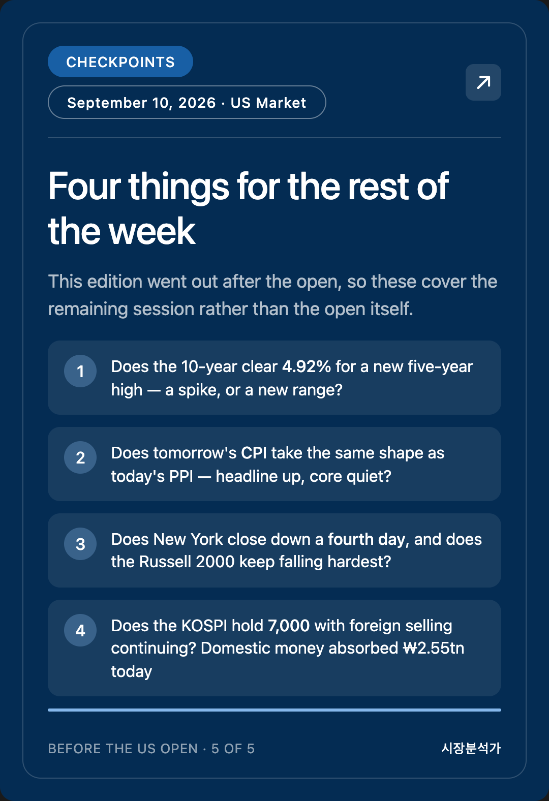 Checkpoints — Four things for the rest of the week