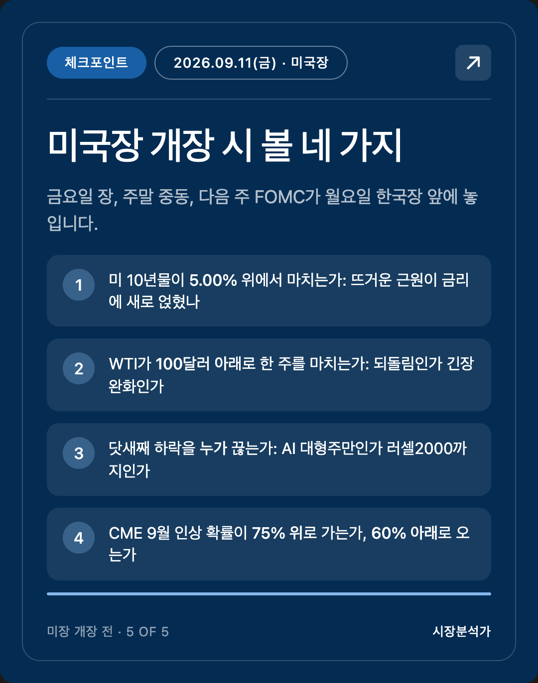 체크포인트 — 미국장 개장 시 볼 네 가지