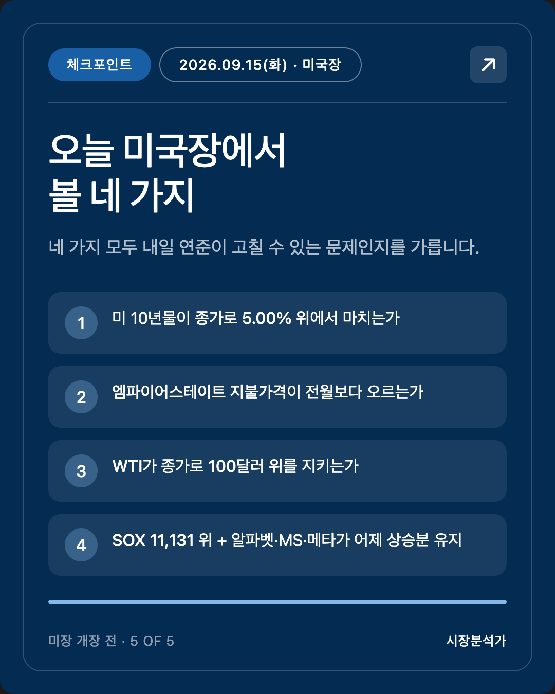 체크포인트 — 오늘 미국장에서 볼 네 가지