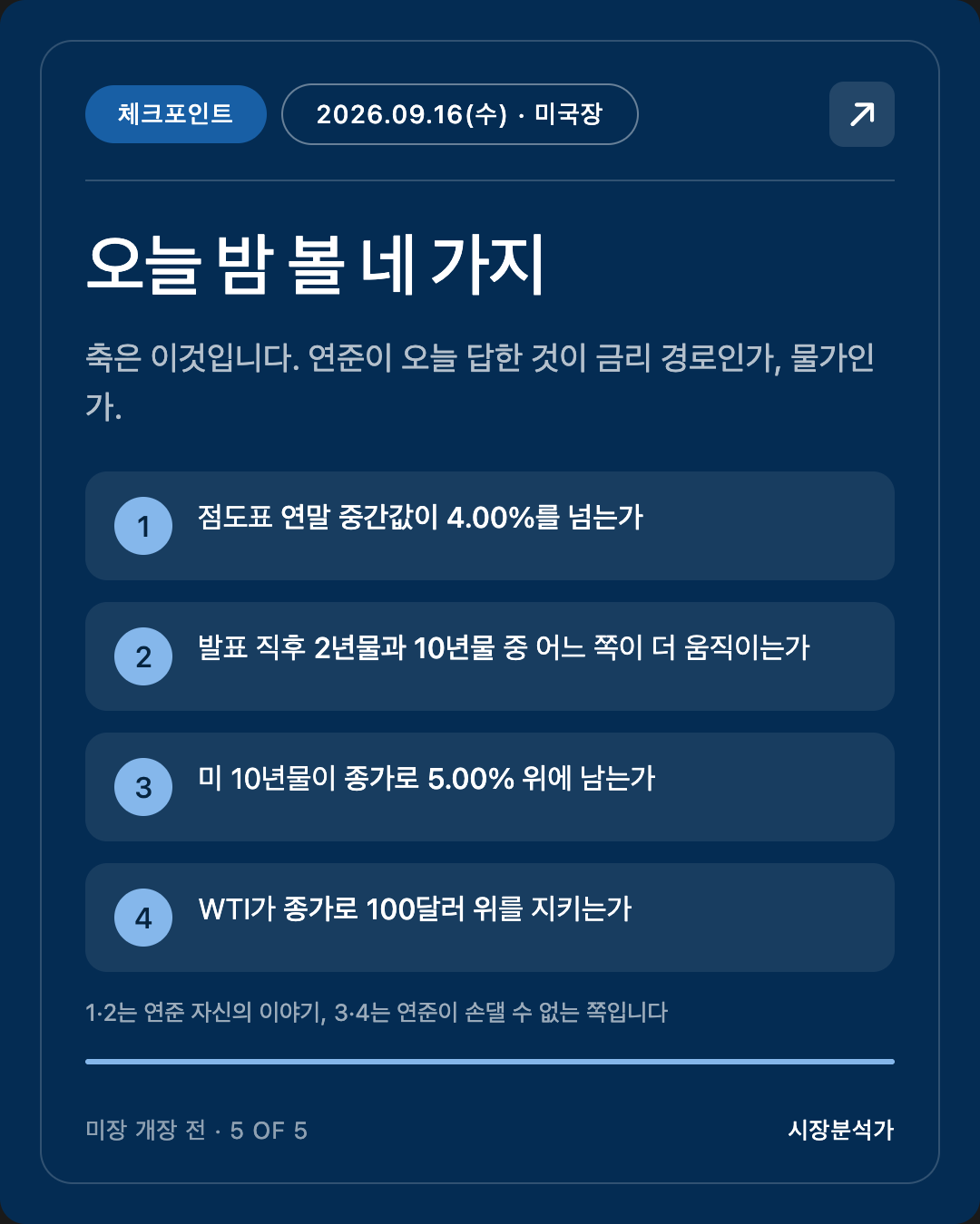 체크포인트 — 오늘 밤 볼 네 가지