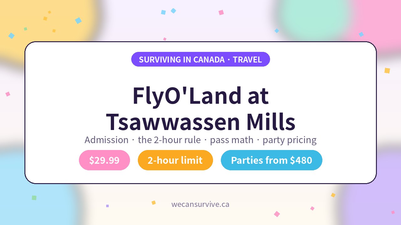 FlyO’Land at Tsawwassen Mills: Admission, the 2-Hour Rule, Pass Math, and Birthday Party Pricing