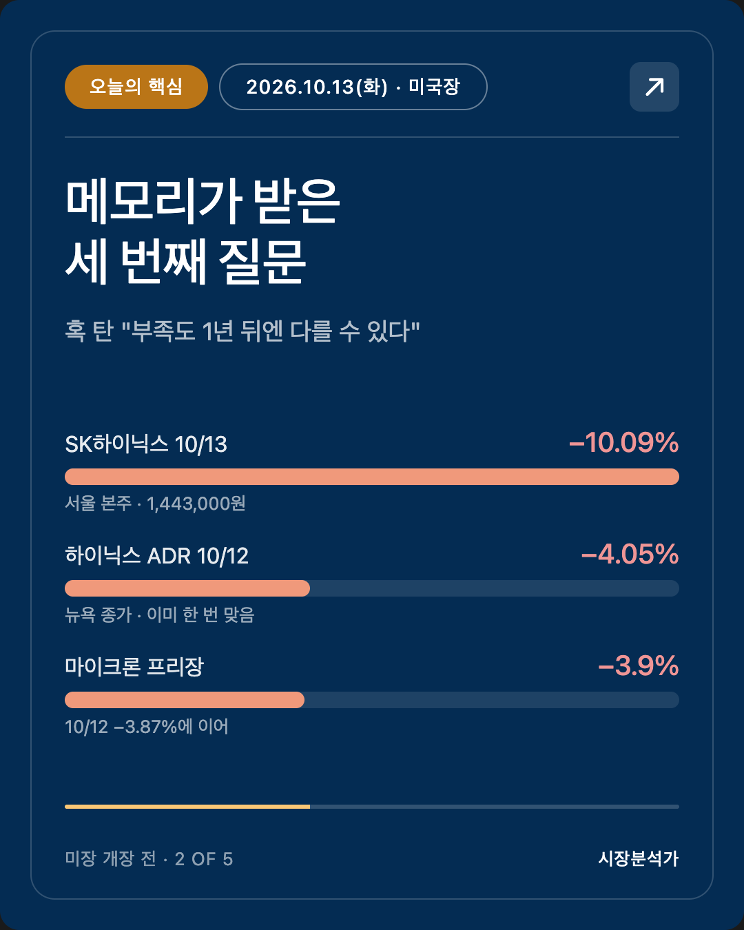 오늘의 핵심 — 메모리가 받은 세 번째 질문