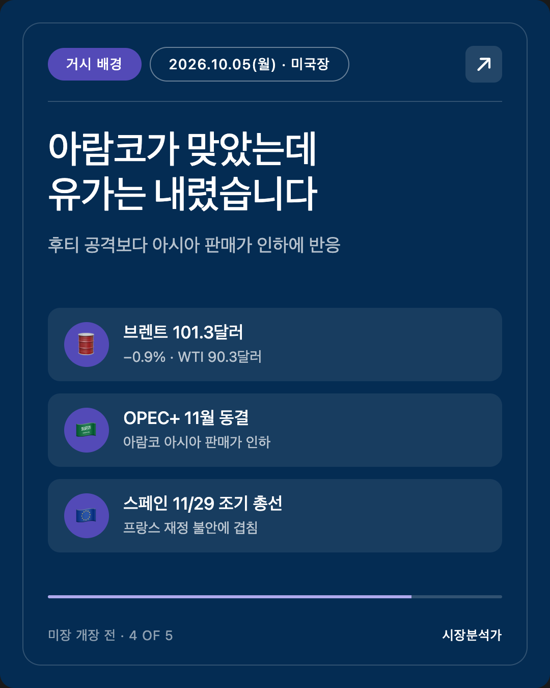 거시 배경 — 아람코가 맞았는데 유가는 내렸습니다