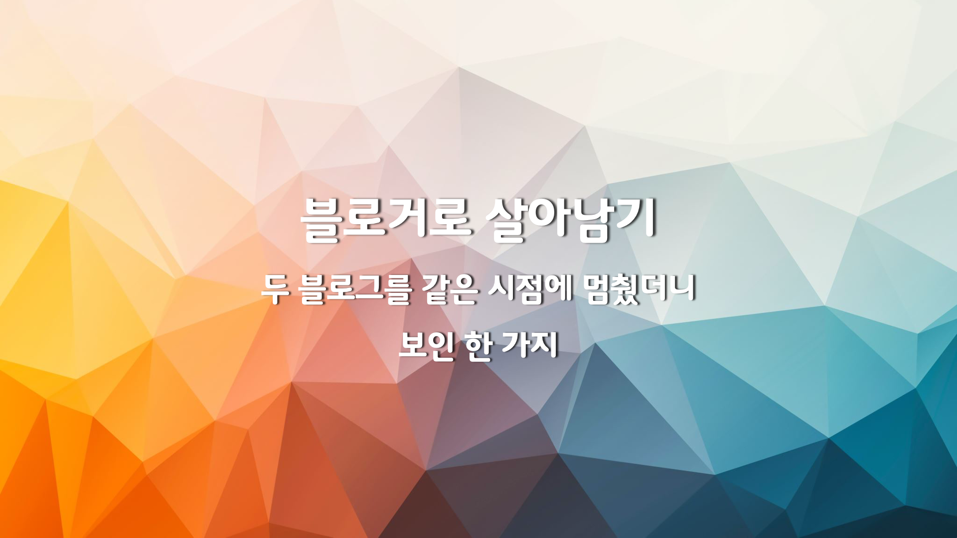 두 블로그를 같은 시점에 멈췄더니 보인 한 가지